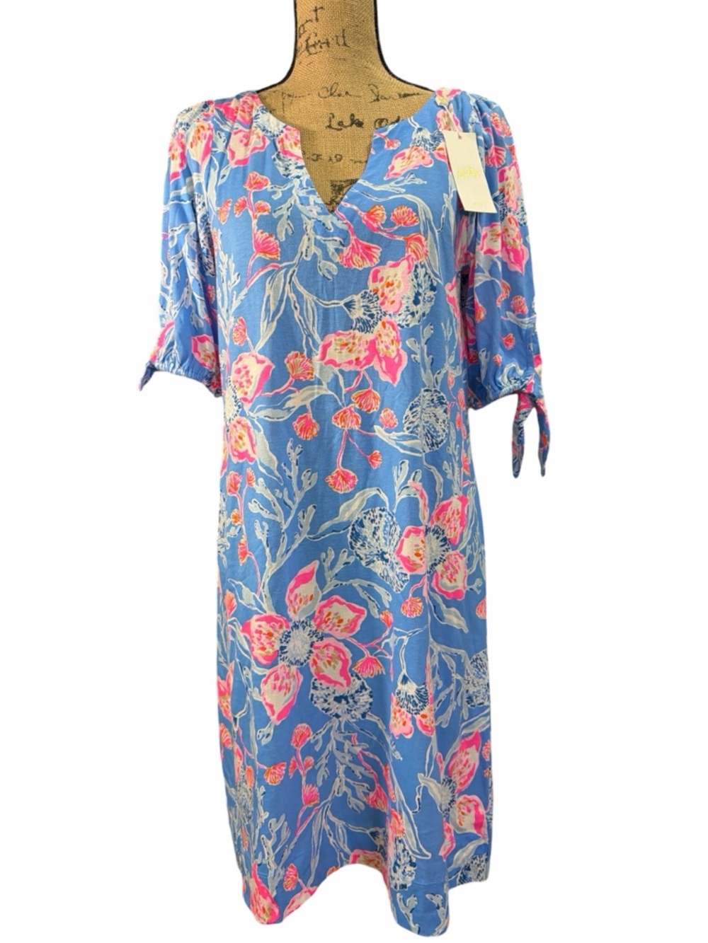 Lilly Pulitzer Bahamian Rhapsody Dress with Blue Pink Accents. NWT. Size medium